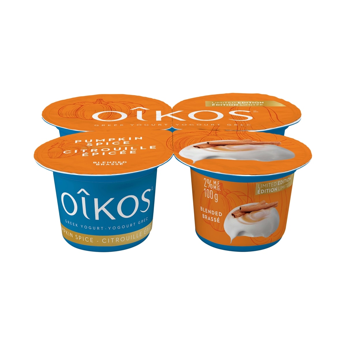 Oikos Greek Yogurt, Limited Edition, Pumkin Spice Flavour 4x100.0 g, $1.12/100g