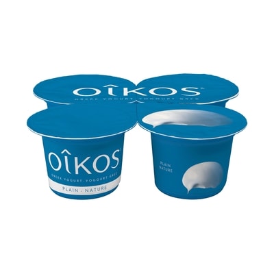 Oikos Greek Yogurt, Plain, 2% M.F. 4x100.0 g, $1.25/100g