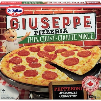 Dr. Oetker Giuseppe pizza à croûte mince pepperoni 480 g, 1,25 $/100g