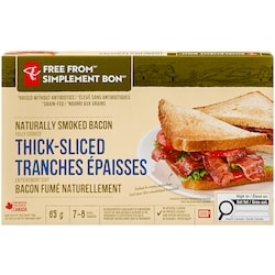 le Choix du Président Bacon en tranches épaisses entièrement cuit et fumé naturellement Simplement bon 65 g, 12,31 $/100g