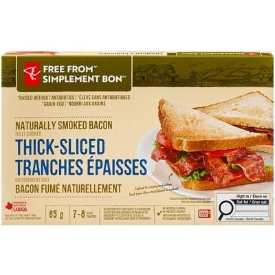 le Choix du Président Bacon en tranches épaisses entièrement cuit et fumé naturellement Simplement bon 65 g, 12,31 $/100g