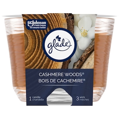 Glade 3-Wick Scented Candle Air Freshener, Cashmere Woods 1 ea, $10.00/1ea