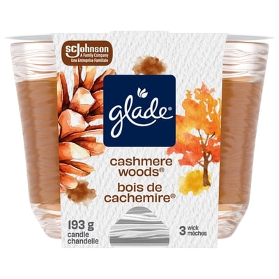 Glade Chandelle parfumée chandelle à trois mèches, Bois de Cashmere 1 ea, 10,00 $/1ch