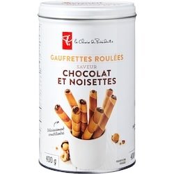 le Choix du Président Gaufrettes roulées saveur chocolat et noisettes 400 g, 1,45 $/100g
