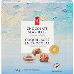 President's Choice Chocolate Seashells Hazelnut Praline 250 g, $2.60/100g