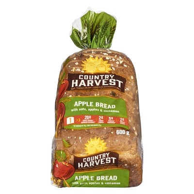 Country Harvest Apple Bread 600 g, $0.75/100g