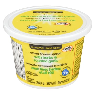 No Name Cream Cheese Spread with Herbs & Roasted Garlic 340 g, $1.18/100g