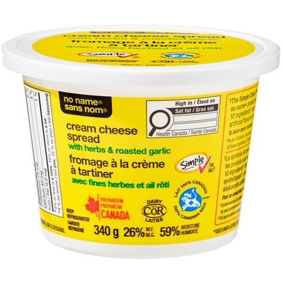 Sans Nom Tartinade au fromage à la crème avec fines herbes et ail rôti 340 g, 1,61 $/100g