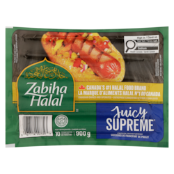 Zabiha Halal Halal Hot Dog, Supreme 900 g, $0.78/100g
