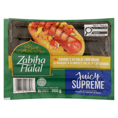 Zabiha Halal Halal Hot Dog, Supreme 900 g, $1.00/100g