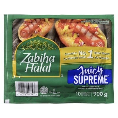 Zabiha Halal Halal Hot Dog, Supreme 900 g, $1.00/100g