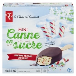 le Choix du Président Mini barres de crème glacée à la canne en sucre avec enrobage de fudge chocolaté 6x55.0 ml, 2,12 $/100ml
