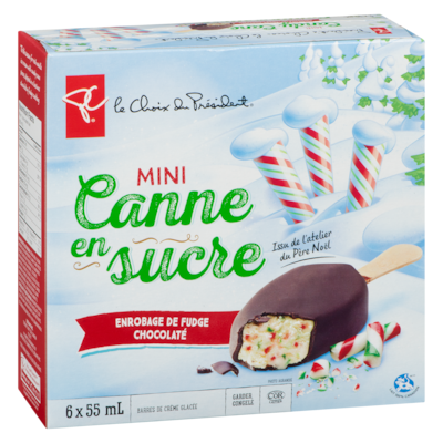 Mini barres de crème glacée à la canne en sucre avec enrobage de fudge chocolaté