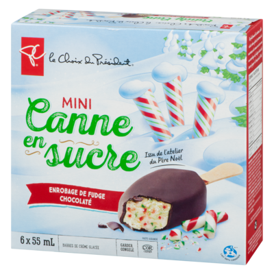Mini barres de crème glacée à la canne en sucre avec enrobage de fudge chocolaté