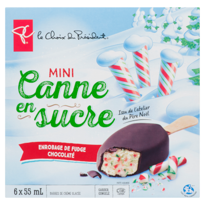 Mini barres de crème glacée à la canne en sucre avec enrobage de fudge chocolaté