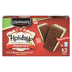 Chapmans Ice Cream, Holiday Moments Sandwich, Peppermint 120 ml, $5.83/100ml