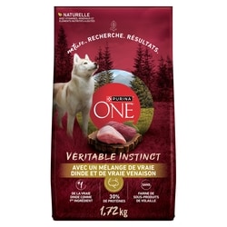 Purina ONE véritable instinct nourriture sèche pour chiens dinde et venaison 1.72 kg, 0,87 $/100g