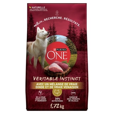 Purina ONE véritable instinct nourriture sèche pour chiens dinde et venaison 1.72 kg, 0,87 $/100g