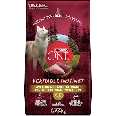 Purina ONE Véritable Instinct Dinde et Venaison, Nourriture Sèche pour Chiens 1,72 kg 1.72 kg, 0,87 $/100g