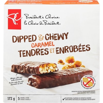 President's Choice Dipped & Chewy Caramel Granola Bars  172 g, $2.32/100g