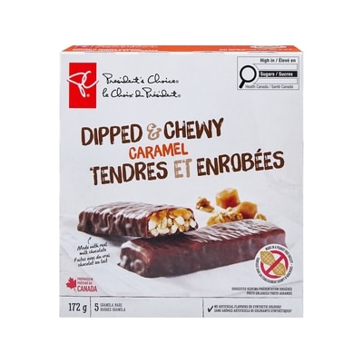President's Choice Dipped & Chewy Caramel Granola Bars  172 g, $1.74/100g