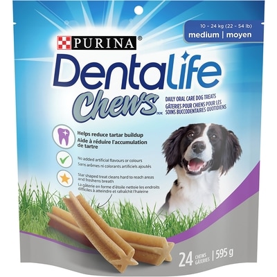 Purina DentaLife Chews Moyen, Gâteries Quotidiennes pour la Dentition des Chiens 595 g, 1,26 $/100g