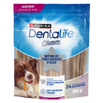 Purina DentaLife Chews Moyen, Gâteries Quotidiennes pour la Dentition des Chiens 595 g, 1,60 $/100g