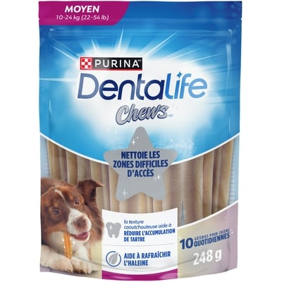 Purina DentaLife Chews Moyen, Gâteries Quotidiennes pour la Dentition des Chiens 248 g, 2,01 $/100g