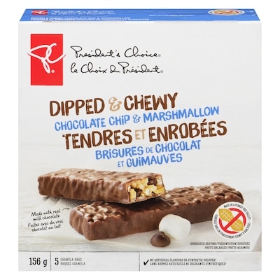 le Choix du Président Barres granola tendres et enrobées, brisures de chocolat et guimauves 156 g, 2,56 $/100g