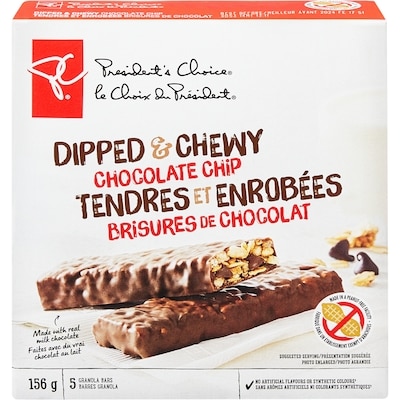 President's Choice Dipped & Chewy Chocolate Chip Granola Bars 156 g, $2.56/100g