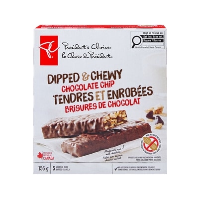 President's Choice Dipped & Chewy Chocolate Chip Granola Bars 156 g, $1.92/100g