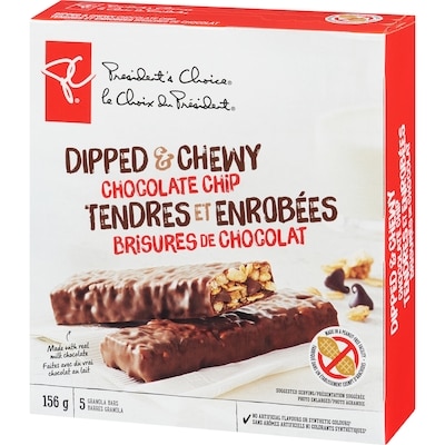 Barres granola Tendres et enrobées aux brisures de chocolat