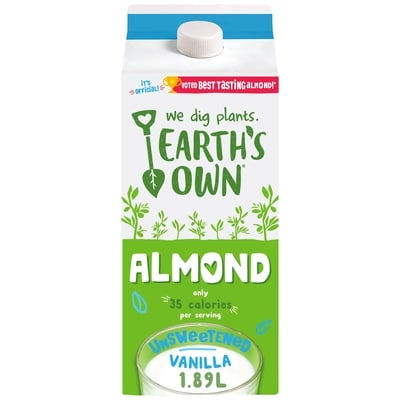 Earth's Own Unsweetened Vanilla Almond Milk Alternative 1.89 l, $0.16/100ml