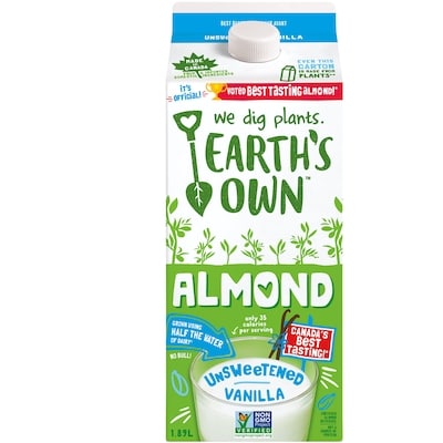 Earth's Own Almond Beverage, Unsweetened Vanilla 1.89 l, $0.24/100ml