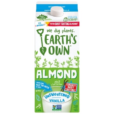 Earth's Own Almond Beverage, Unsweetened Vanilla 1.89 l, $0.26/100ml