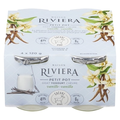 Riviera Goat Yogurt, Vanilla 4x120.0 g, $1.25/100g