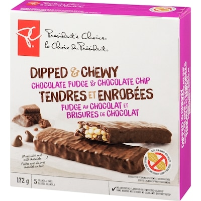Dipped and Chewy Chocolate Fudge and Chocolate Chip Granola Bars