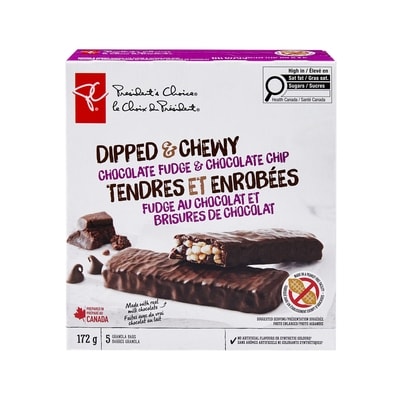 le Choix du Président Barres granola tendres et enrobées, fudge au chocolat et brisures de chocolat 172 g, 2,32 $/100g