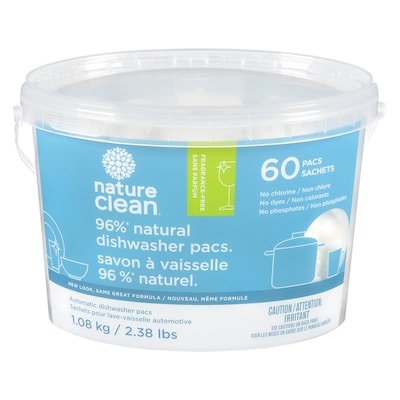 Nature Clean Dishwasher Pacs Unscented 60 ea, $0.33/1ea
