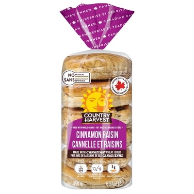 Country Harvest Cinnamon Raisin Bagel 450 g, $0.93/100g