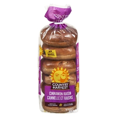 Country Harvest Bagels à la cannelle et aux raisins 450 g, 0,95 $/100g