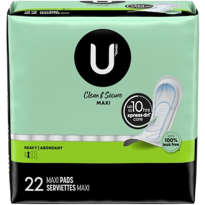 Kotex Serviettes maxi Clean & Secure, absorption élevée, 22 unités. 22 ea, 0,32 $/1ch