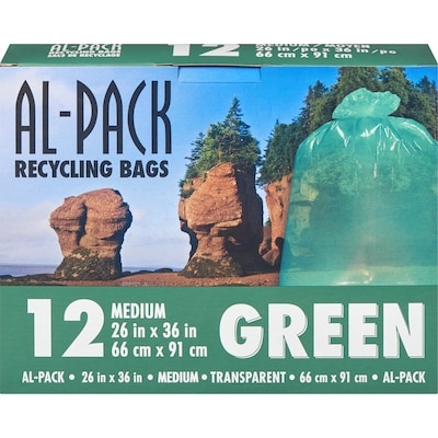 Al-Pack 12 Recycling Bags Medium Transparent Green 12 ea, $0.37/1ea