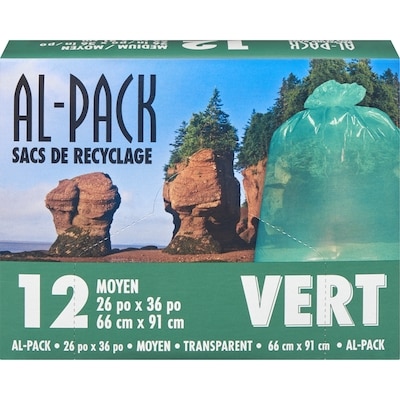 Al-Pack 12 Sacs de Recyclage Moyen Transparent Vert 12 ea, 0,37 $/1ch