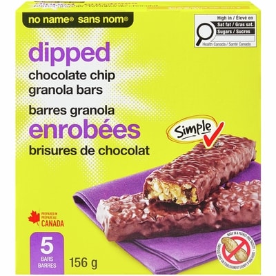 Sans Nom Barres granola enrobées aux brisures de chocolat 156 g, 1,47 $/100g