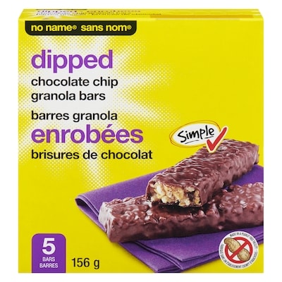 Sans Nom Barres granola enrobées aux brisures de chocolat 156 g, 1,60 $/100g