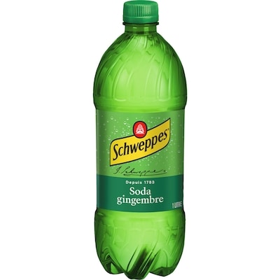 Schweppes Soda gingembre 1 l, 0,21 $/100ml