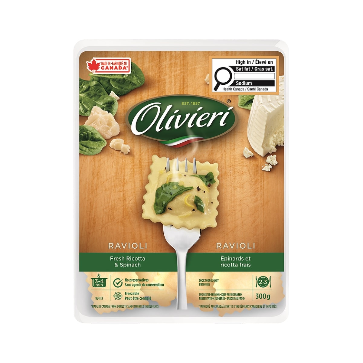 Olivieri Fresh Ricotta & Spinach Ravioli 300G 300 g, $2.33/100g