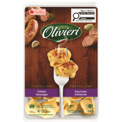 Olivieri Tortelloni, Italian Sausage 600 g, $2.00/100g