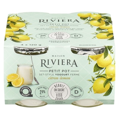 Riviera Set-Style Yogourt Lemon 2.8% Milk Fat 4x120.0 g, $1.25/100g